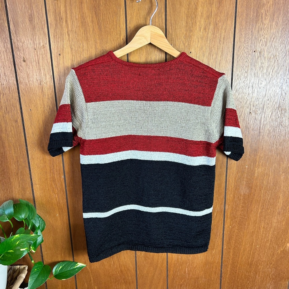 Vintage Directives Striped V Neck Short Sleeve Knit Top Women's Size Medium‎ - Picture 6 of 6